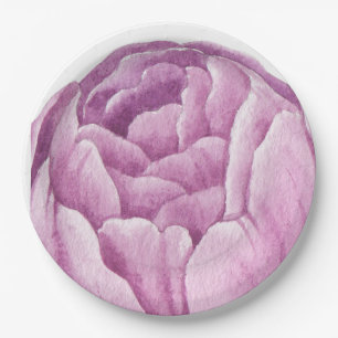 Handillustrierte rosa Pfingstrose Pappteller