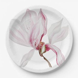 Handillustrierte Wilde Orchidee Pappteller