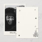 Handillustriertes Champagnerturm Retro-Foto Dankeskarte (Vorne/Hinten)