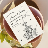 Handillustriertes Champagnerturm Retro-Foto Save The Date