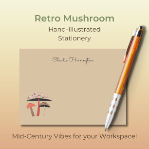 HandIllustriertes Mushroom Natural Brown aus dem M Post-it Klebezettel
