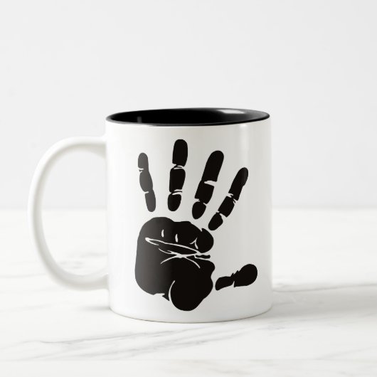 Handimpression schwarz zweifarbige tasse (Links)