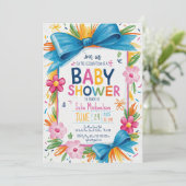 Händisch Gezeichnet Blumenstrauß-Babydusche Einladung (Stehend Vorderseite)