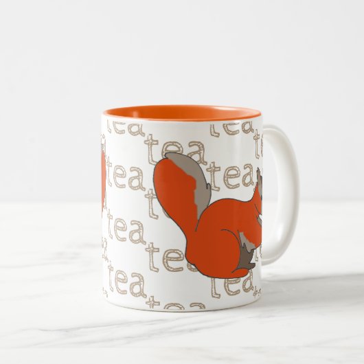 Händisch gezeichnet Tee-Kaffeekaffee Rotes Eichhör Zweifarbige Tasse (VorderseiteRechts)
