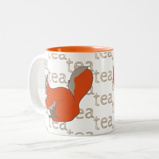Händisch gezeichnet Tee-Kaffeekaffee Rotes Eichhör Zweifarbige Tasse (Vorderseite Links)