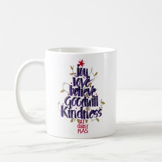 Handkalligraphie Weihnachtsbaum Kaffeetasse (Links)