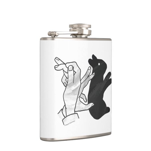 Handkaninchen Silhouette Flachmann (Rechts)