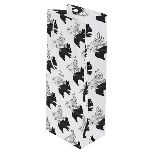Handkaninchen Silhouette Geschenktüte Für Weinflaschen (Vorderseite Schrägansicht)