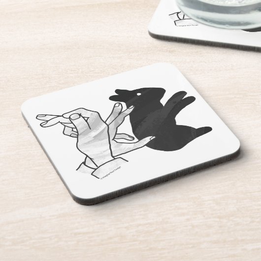 Handkaninchen Silhouette Getränkeuntersetzer (Linke Seite)