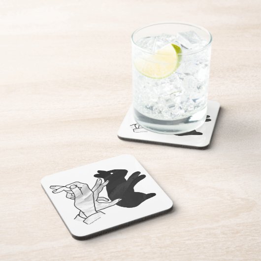 Handkaninchen Silhouette Getränkeuntersetzer (Rechte Seite)