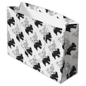 Handkaninchen Silhouette Große Geschenktüte (Rückseite Schrägansicht)