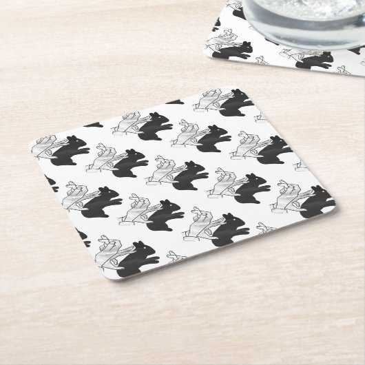 Handkaninchen Silhouette Rechteckiger Pappuntersetzer (angewinkelt)