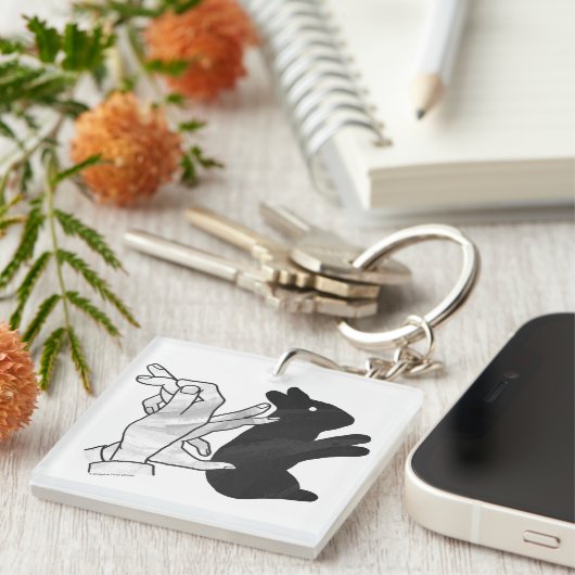 Handkaninchen Silhouette Schlüsselanhänger (Vorderseite rechts)
