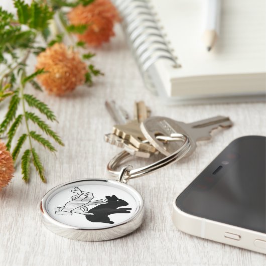 Handkaninchen Silhouette Schlüsselanhänger (Seite)