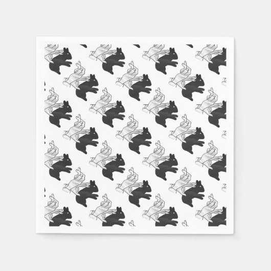 Handkaninchen Silhouette Serviette (Vorderseite)