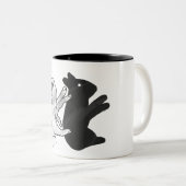 Handkaninchen Silhouette Zweifarbige Tasse (VorderseiteRechts)