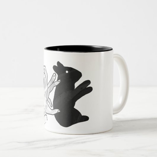 Handkaninchen Silhouette Zweifarbige Tasse (VorderseiteRechts)