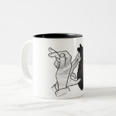 Handkaninchen Silhouette Zweifarbige Tasse (Vorderseite Links)
