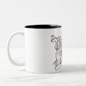 Handkaninchen Silhouette Zweifarbige Tasse (Links)