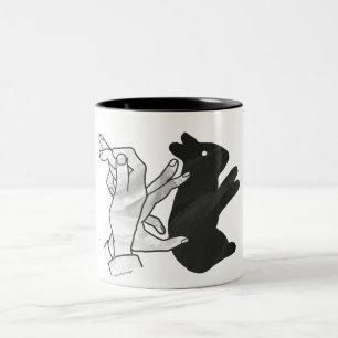 Handkaninchen Silhouette Zweifarbige Tasse
