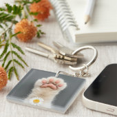 Handkatze mit Blume Schlüsselanhänger (Vorderseite rechts)