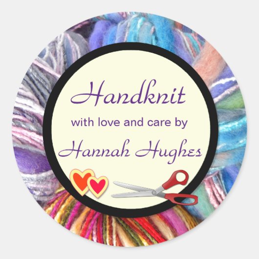 Handknit Runder Aufkleber (Vorderseite)
