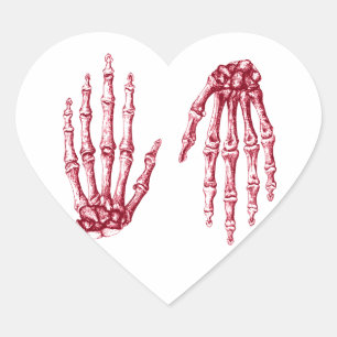 Handknochen Herz-Aufkleber