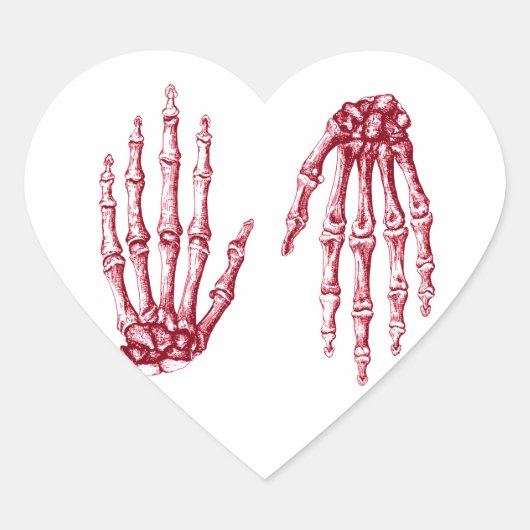 Handknochen Herz-Aufkleber (Vorderseite)