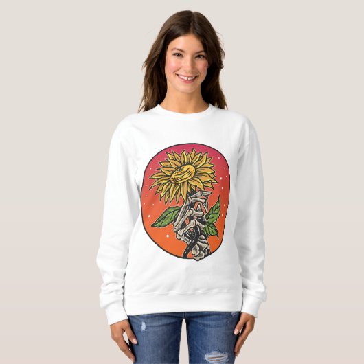 Handknochen Sonnenblume Sweatshirt (Vorne ganz)
