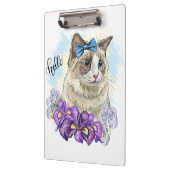 Handkopie zeichnend Niedliche Katze mit Blume Klemmbrett (Links)