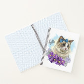 Handkopie zeichnend Niedliche Katze mit Blume Notizblock (Innenseite)