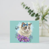 Handkopie zeichnend Niedliche Katze mit Blume Postkarte (Stehend Vorderseite)