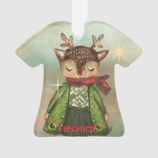 Handlackierte Hirschkids Ornament (Vorderseite)