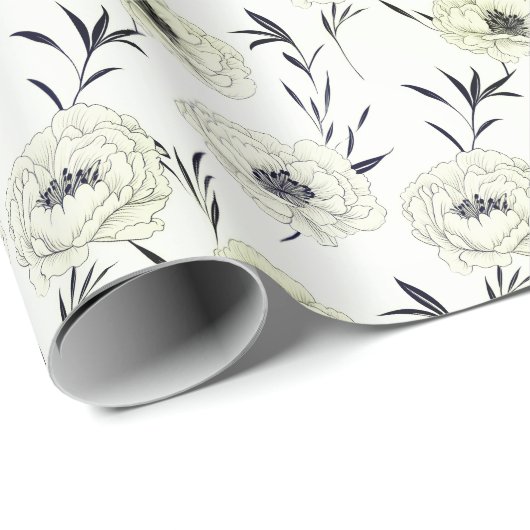 Handlackiertes Blumenpapier Geschenkpapier (Rolleneckpunkt)