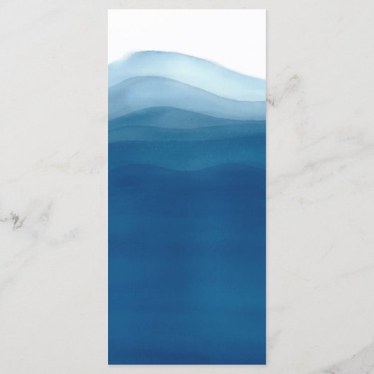 HandLassend machen wir Blue Ombre Wasserfarbe Wave Menükarte (Rückseite)