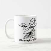 Handle-Bar Mustache und Bell. Name hinzufügen. Fun Kaffeetasse (Links)