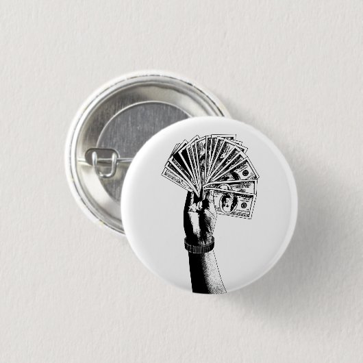 Handle Holding 100 Dollar Scheine Bargeld Kunst Button (Vorne & Hinten)