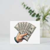 Handle Holding 100 Dollar Scheine Geld Kunst Postkarte (Stehend Vorderseite)