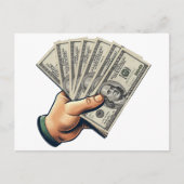 Handle Holding 100 Dollar Scheine Geld Kunst Postkarte (Vorderseite)