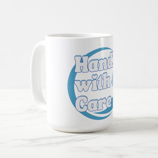 Handle With Care – Belongs to 'Name' Personalized Kaffeetasse (Vorderseite Links)