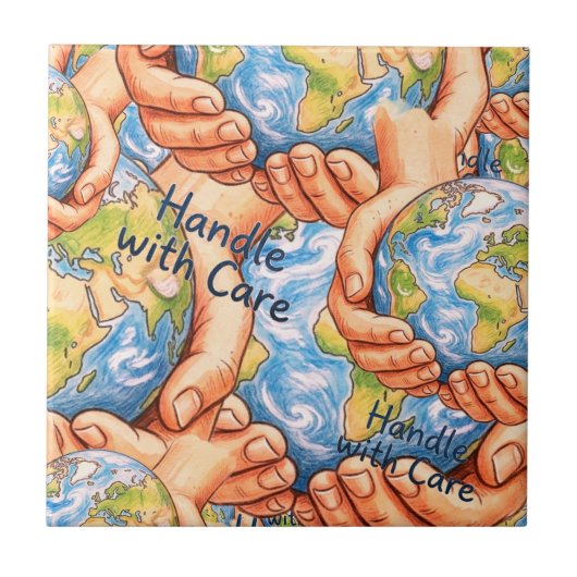 Handle with Care Earth Day Decorative Ceramic tile Fliese (Vorderseite)