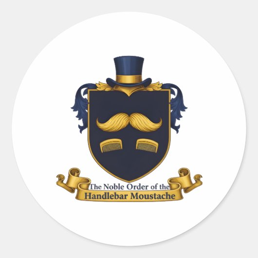 Handlebar Moustache Gentleman's Round Sticker (Vorderseite)