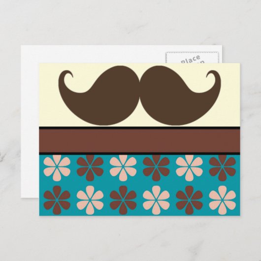 Handlebar Mustache auf Retro-Hintergrund Postkarte (Vorne/Hinten)