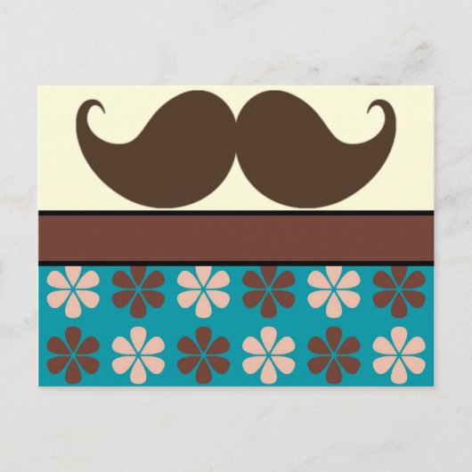 Handlebar Mustache auf Retro-Hintergrund Postkarte (Vorderseite)