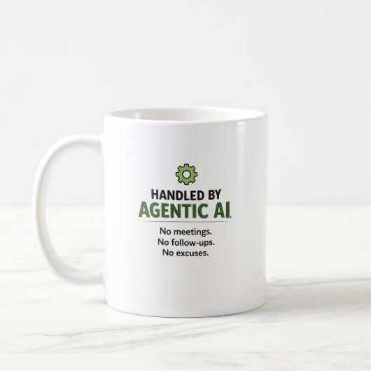 Handled by Agentic AI Funny Tech Coffee Mug Kaffeetasse (Links)