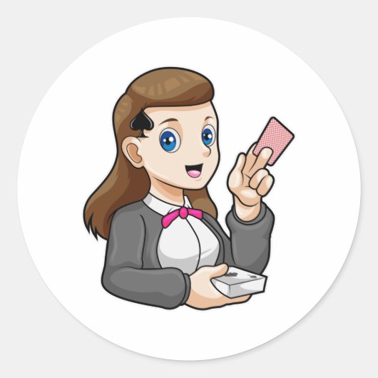 Händler im Poker Runder Aufkleber (Vorderseite)