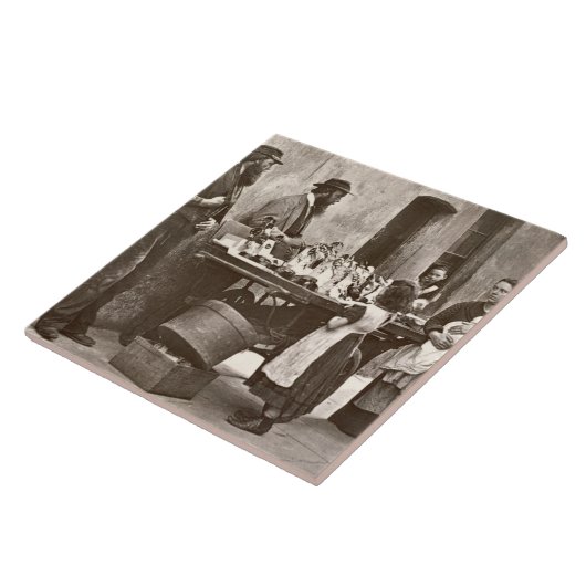 Händler in extravaganten Waren, 1876-77 Fliese (Seite)