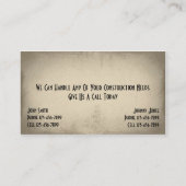 Händlerbaukarte Visitenkarte (Rückseite)