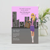 Händlerblond mit Mikrofon-Einladung Einladung (Stehend Vorderseite)