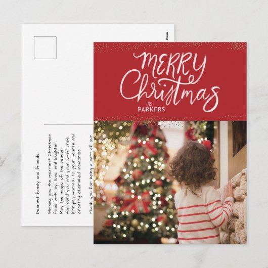 Händlerbriefe Weihnachten Rotes Foto Postkarte (Vorne/Hinten)